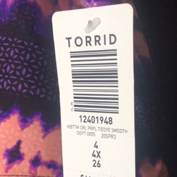 Torrid PINK & PURPLE TIE-DYE‎ FLOUNCE BIKINI BOTTOM - Picture 8 of 10
